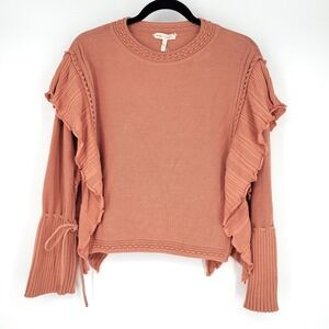 NWT Rebecca Taylor Pointelle Quilt Pullover Sweater Terra Orange XS